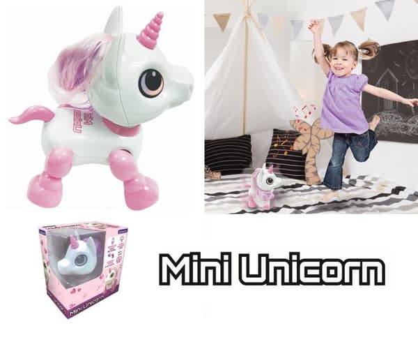 Power Unicorn Mini - Robot enhörning med ljus- och ljudeffekter, handklickkontroll, upprepa