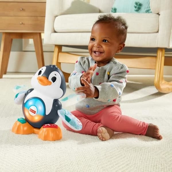 Fisher -Price - Valentine the Penguin Linkimals, musikleksak med lampor, rörelser och sånger - Leksak för tidigt lärande - Från 9 månader