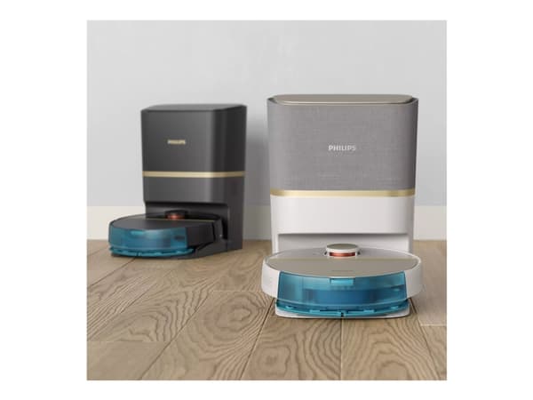 Philips HomeRun 7000 Aqua XU7100 - Støvsuger - robotlignende - uten pose - silke hvit/gull inkludert lader