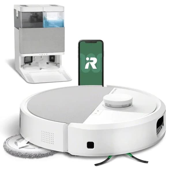 iRobot Roomba Plus 505 Combo Robot + AutoWash Dock, Uten pose, Hvit, Rund, 3 hjul, Lade, Purification, Rullebørste og sidebørste Hvit