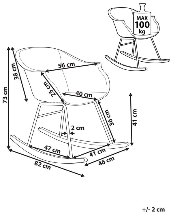 Keinutuoli valkoinen 56 x 73 x 82 cm muovi pyökkipuu metalli helppohoitoinen kestävä moderni