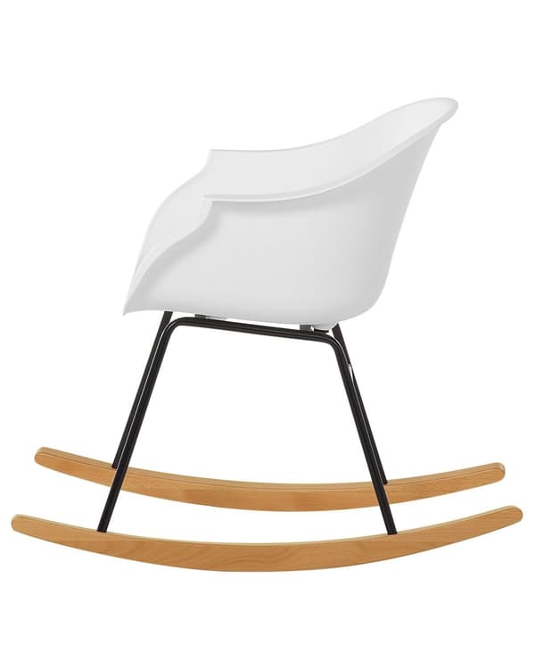Keinutuoli valkoinen 56 x 73 x 82 cm muovi pyökkipuu metalli helppohoitoinen kestävä moderni
