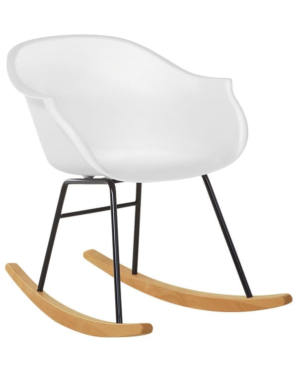 Keinutuoli valkoinen 56 x 73 x 82 cm muovi pyökkipuu metalli helppohoitoinen kestävä moderni