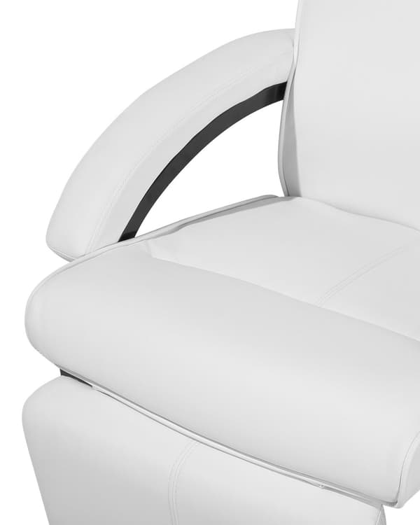 Mekanismituoli valkoinen keinonahka puu säädettävä selkänoja ja jalkatuki ergonominen nojatuoli moderni