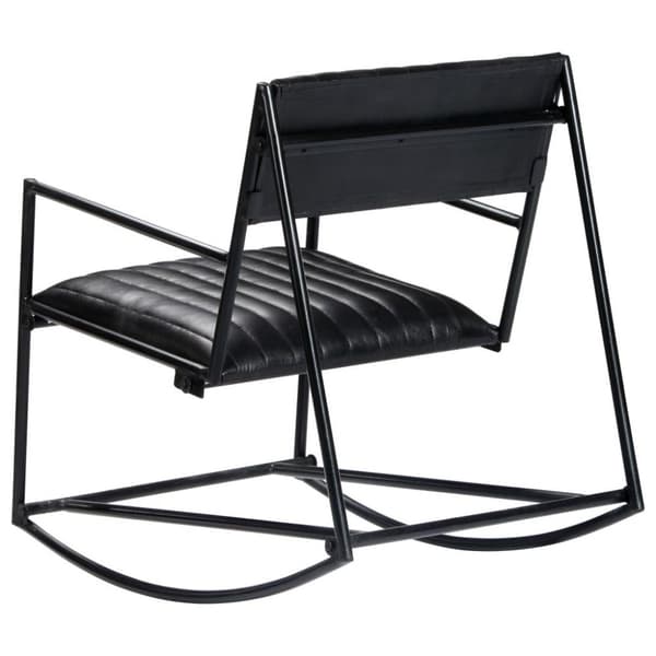 vidaXL 282905  Rocking Chair Black Real Leather