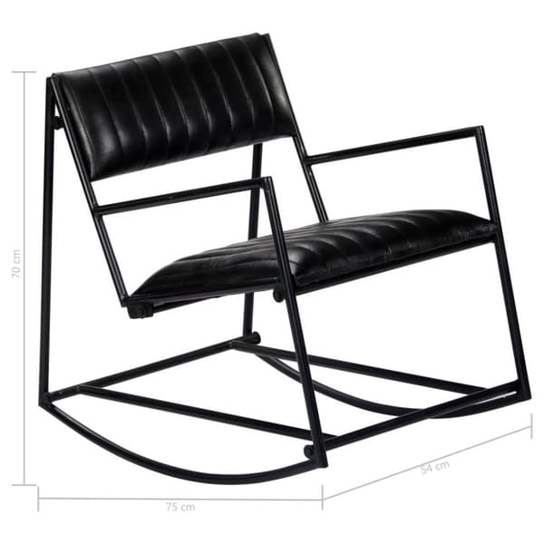 vidaXL 282905  Rocking Chair Black Real Leather
