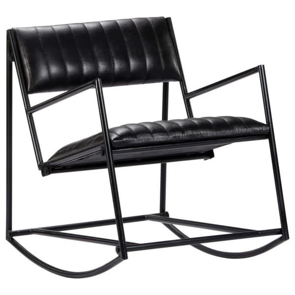 vidaXL 282905 Rocking Chair Black Real Leather