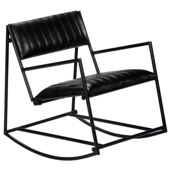 vidaXL 282905  Rocking Chair Black Real Leather