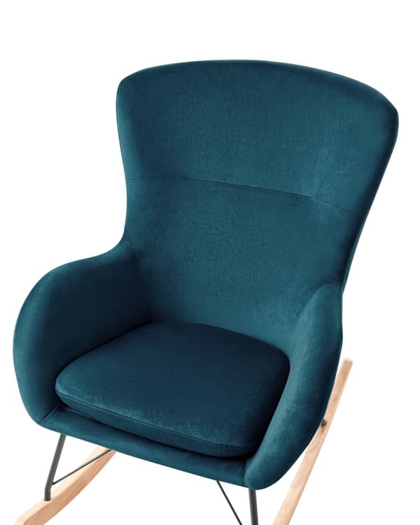 Moderne Gyngestol i Velour Himmelblå Farve