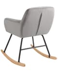 Miniatyrbillede 5 af 9: Gyngestol Grå Velour Lyst Træ Sort Metalben Dekorativ Betrukket Rokkestol med Armlæn Vippe Quiltet Ryg Retro Design Velcro Pude