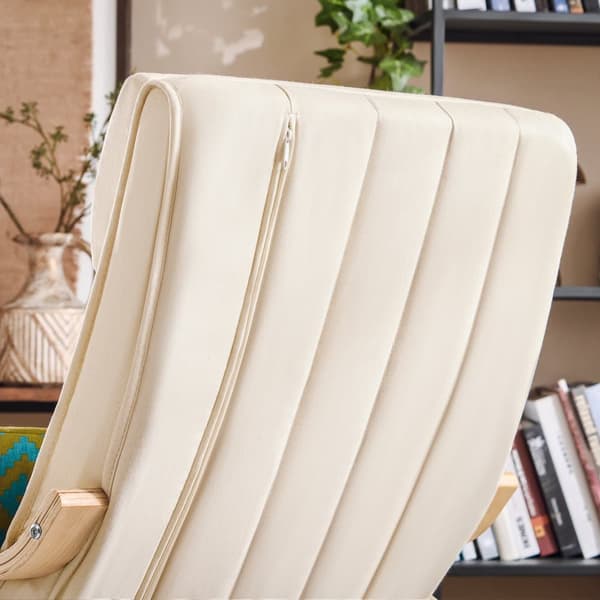 SoBuy Modern gungstol med fotpall, Loungestol, Testad för 150 kg, beige, FST16-W