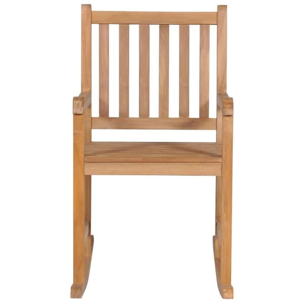vidaXL Gungstol med svart dyna massiv teak