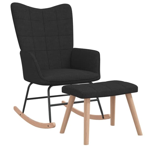 vidaXL Gungstol med fotpall svart tyg