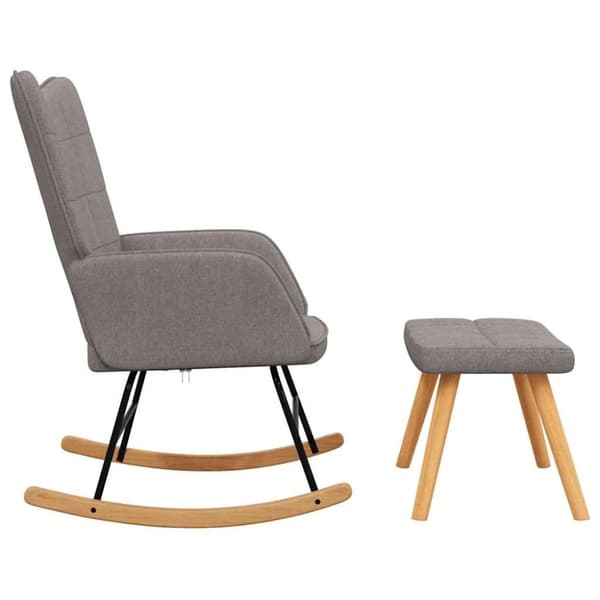 vidaXL Gungstol med fotpall taupe tyg