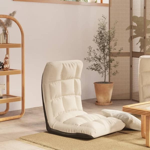 vidaXL foldbar gulvstol stof cremefarvet