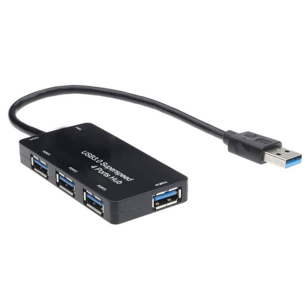 USB 3.0-Hubb med 4-Portar - Svart