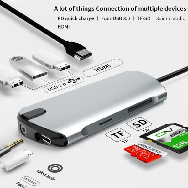 USB-C / Thunderbolt 3 - USB 3.0-Hubb - Macbook HDMI & Kortläsare