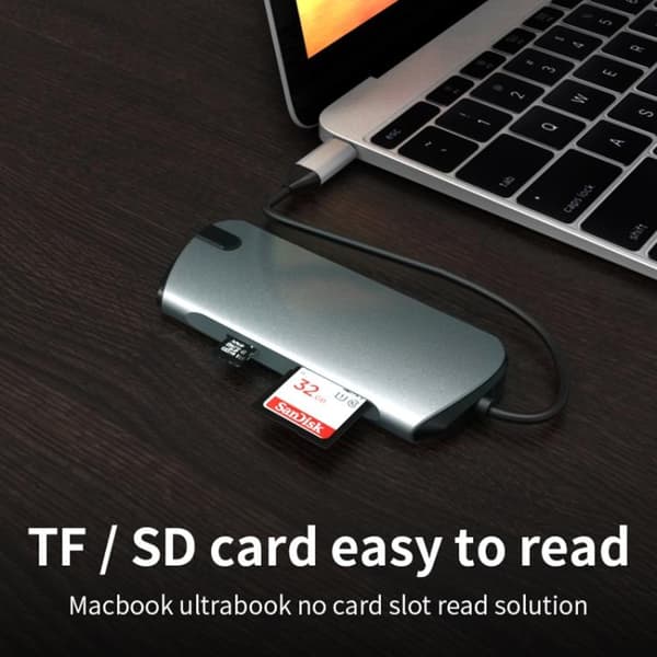 USB-C / Thunderbolt 3 - USB 3.0-Hubb - Macbook HDMI & Kortläsare