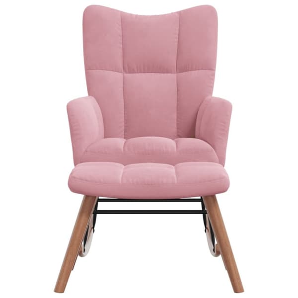 vidaXL Gungstol med fotpall rosa sammet