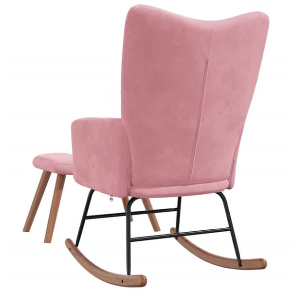 vidaXL Gungstol med fotpall rosa sammet