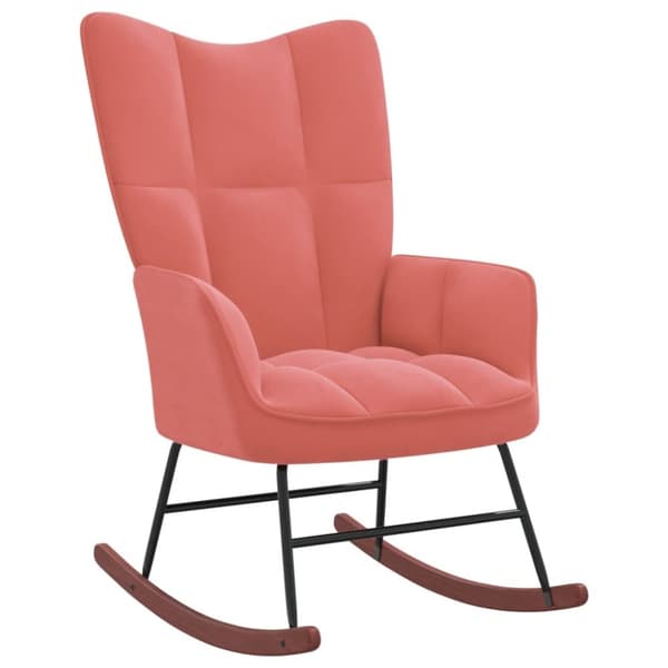 vidaXL Gungstol med fotpall rosa sammet