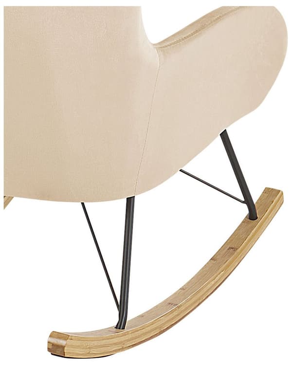 Keinutuoli beige sametti verhoiltu puu metalli nojatuoli glamour retro tyyli