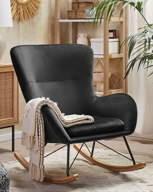 Moderne Gyngestol i Velour Sort Farve