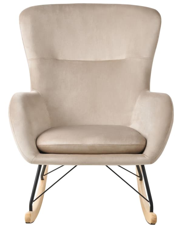 Moderne Gyngestol i Velour Beige Farvet