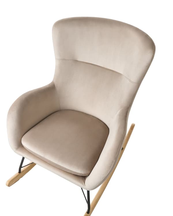 Moderne Gyngestol i Velour Beige Farvet