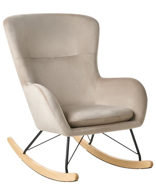 Moderne Gyngestol i Velour Beige Farvet