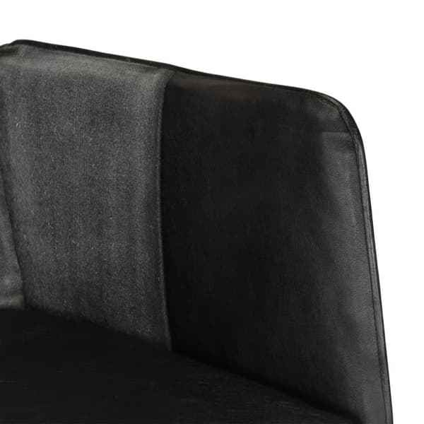 vidaXL Gungstol med fotpall svart äkta läder och kanvas