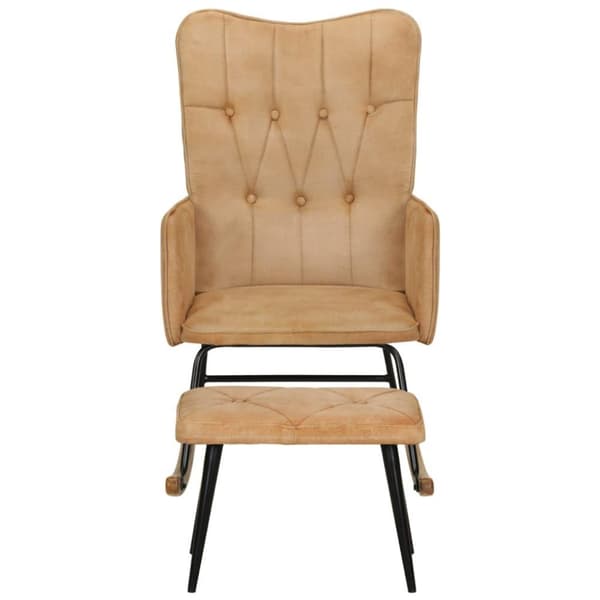 vidaXL Gungstol med fotpall gräddvit vintage kanvas