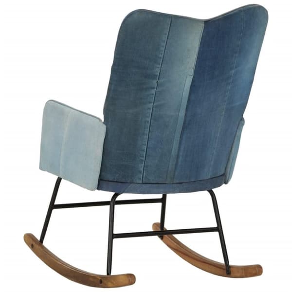vidaXL Gungstol blå denim lappmönster kanvas