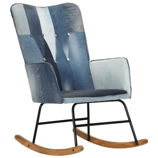 vidaXL Gungstol blå denim lappmönster kanvas
