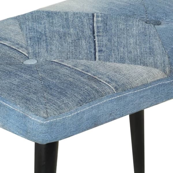 vidaXL Gungstol med fotpall blå denim lappmönster kanvas