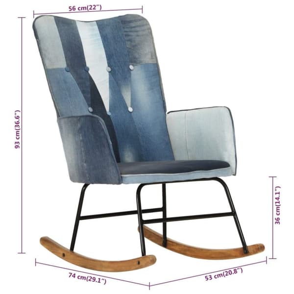 vidaXL gyngestol lærred denim-patchwork blå