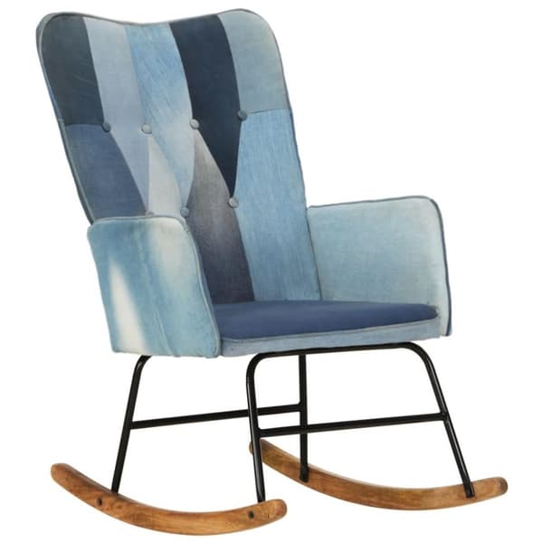 vidaXL gyngestol lærred denim-patchwork blå