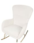 Miniatyrbillede 6 af 11: Gyngestol Hvid og Guld Boucle Polyester Stof Polstring Metal Ben Skøjter Traditionelt Retro Design