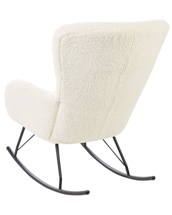 Gyngestol Hvid og sort Boucle Polyester Stof Polstring Metal Ben Skøjter Traditionelt Retro Design