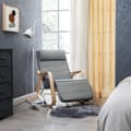 Miniatyrbild 5 av 7: Rootz gungstol - Relaxstol - Armstöd - 5-vägs justerbart fotstöd - Björkträ - Grå - Beige - 67 x 115 x 91 cm