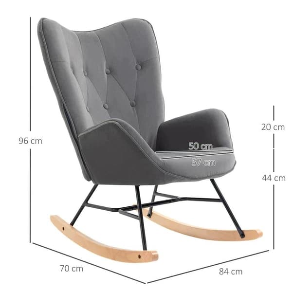 Rootz gyngestol - gyngestol med sherpa fleece - mørkegrå + natur - 84 cm x 70 cm x 96 cm