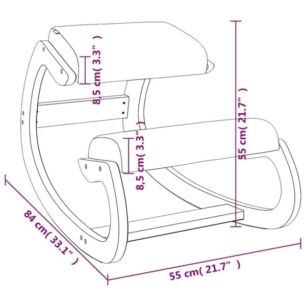 vidaXL knæstol 55x84x55 cm birkekrydsfiner cremefarvet