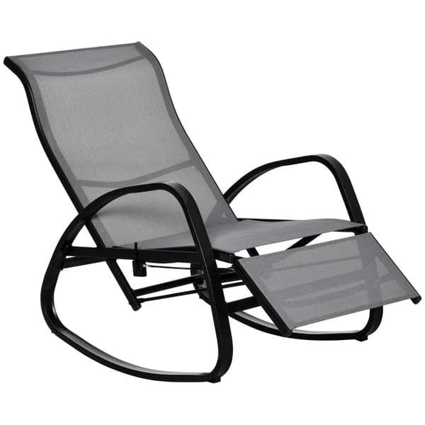 Rootz gyngestol - Gyngestol med ryglæn - Fodstøtte - Justerbar - Haveseng - Gyngestol - Kan holde op til 160 kg - Tekstlinje - Grå - 90 x 64 x 96,5 cm