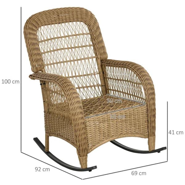 Rootz gyngestol - Boho Style gyngestol - PE Rattan - Rattan gyngestol - Vaskbart pudebetræk - Naturlig + Lysegrå - 69L x 92W x 100H cm