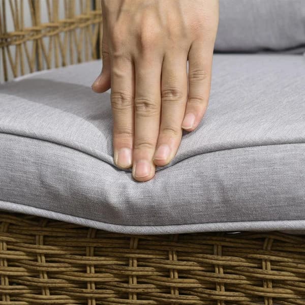Rootz gyngestol - Boho Style gyngestol - PE Rattan - Rattan gyngestol - Vaskbart pudebetræk - Naturlig + Lysegrå - 69L x 92W x 100H cm