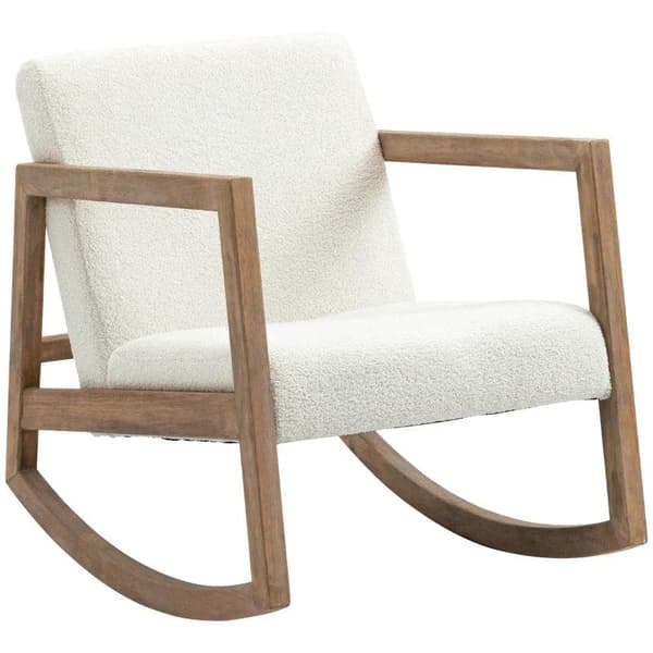 Rootz keinutuoli - Tuoli - Teddy Fleecellä - Vintage Design - Kumi/Puu - Kermanvalkoinen - 60 x 81 x 71 cm