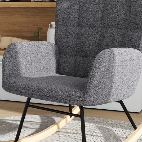 Rootz gyngestol - Retro massivt træ - Afslappende stol - Bøgetræ - Blød polstring - Elegant design - Stål - Mørkegrå - 71L x 92W x 101H cm