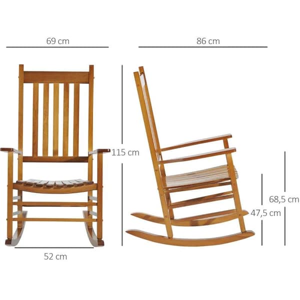 Rootz gyngestol - veranda gyngestol - afslappende gyngestol - gyngestol - poppeltræ - natur - 69 x 86 x 115 cm