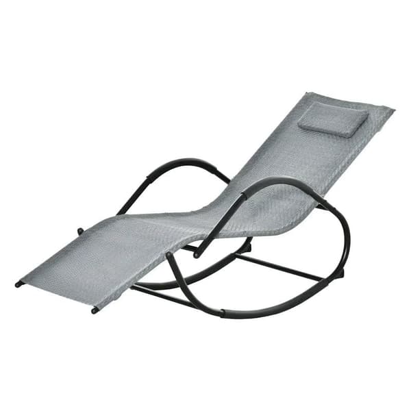 Rootz gyngestol - Enkelt gyngestol - Garden gyngestol - Zero Gravity gyngestol med pude til indendørs og udendørs - Texteline Grå - 61cm x 160cm x 79c