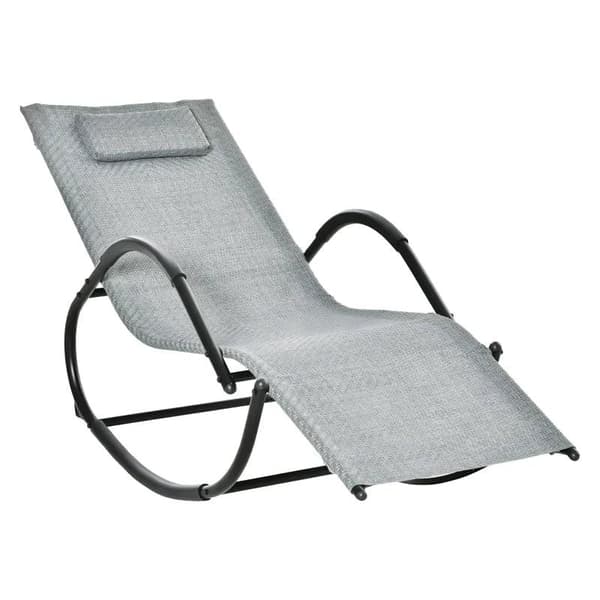 Rootz gyngestol - Enkelt gyngestol - Garden gyngestol - Zero Gravity gyngestol med pude til indendørs og udendørs - Texteline Grå - 61cm x 160cm x 79c